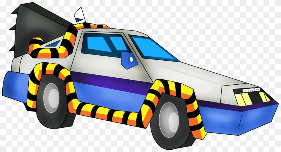 Delorean From Back To The Future Cartoon, Transportation, Vehicle, Dynamite, Weapon Png Image