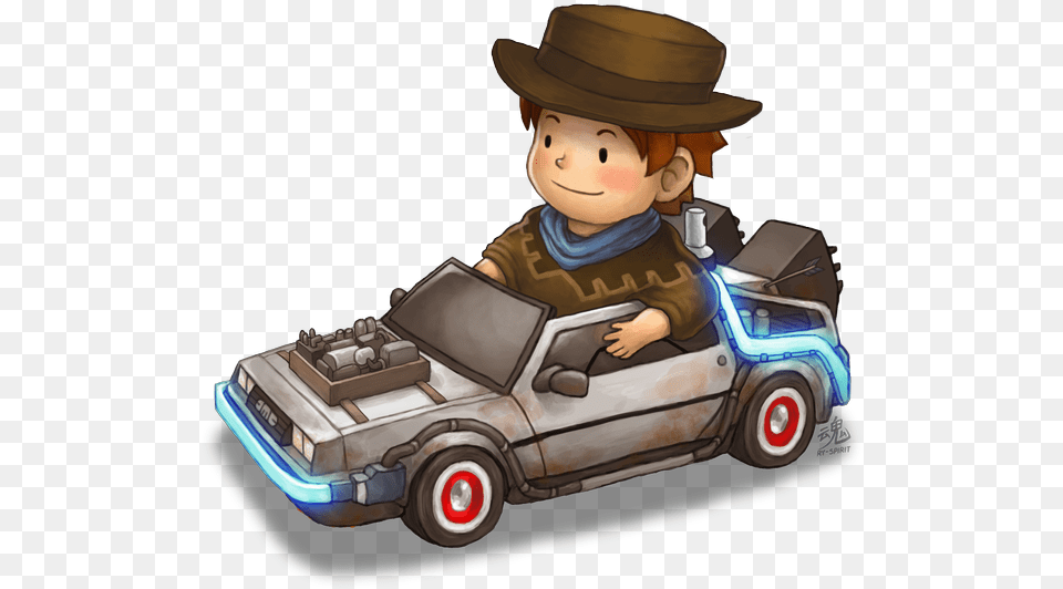 Delorean Time Machine Toy Back To The Future, Clothing, Hat, Plant, Grass Png Image