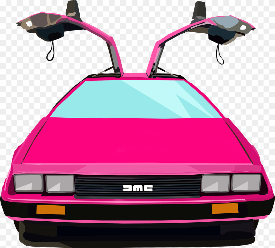 Deloreanredfoo Delorean Pink Delorean, Car, Coupe, Sports Car, Transportation Png Image