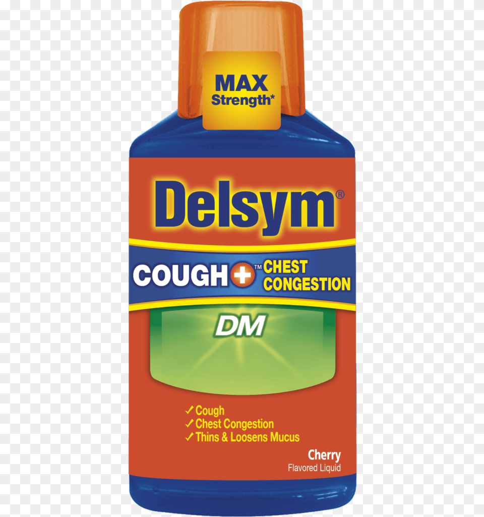 Delsym Cough Syrup Bottle, Cosmetics, Sunscreen, Food, Ketchup Png Image