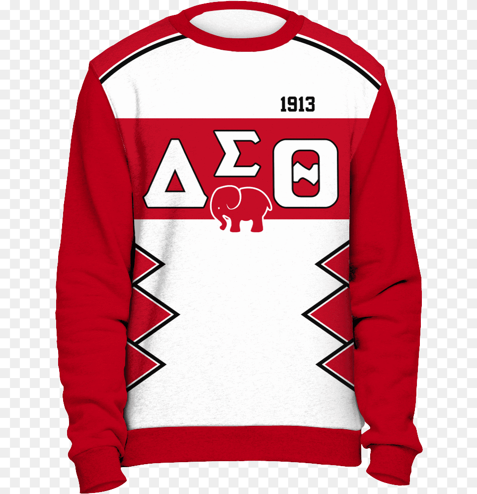 Delta Sigma Theta Initials And Year Red Sweatshirt Anatomy Ugly Christmas Sweater, Clothing, Knitwear, Shirt, Coat Png