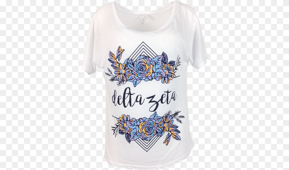 Delta Zeta Rainbow Floral Flowy Tee Active Shirt, Clothing, T-shirt, Pattern Free Transparent Png