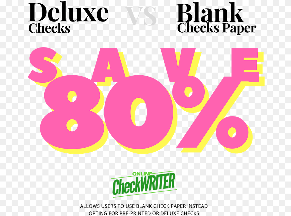 Deluxe Checks Vs Blank Check Paper Graphic Design, Number, Symbol, Text, Purple Free Transparent Png
