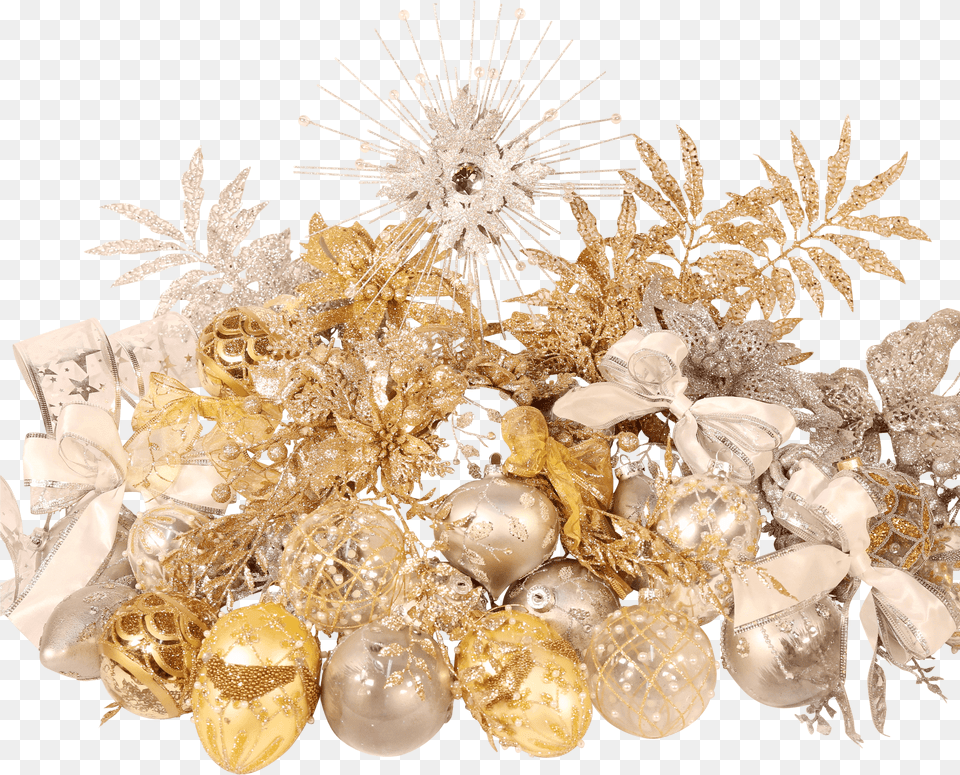 Deluxe Christmas Decoration Set In Gold And Silver Christmas Ornament Png