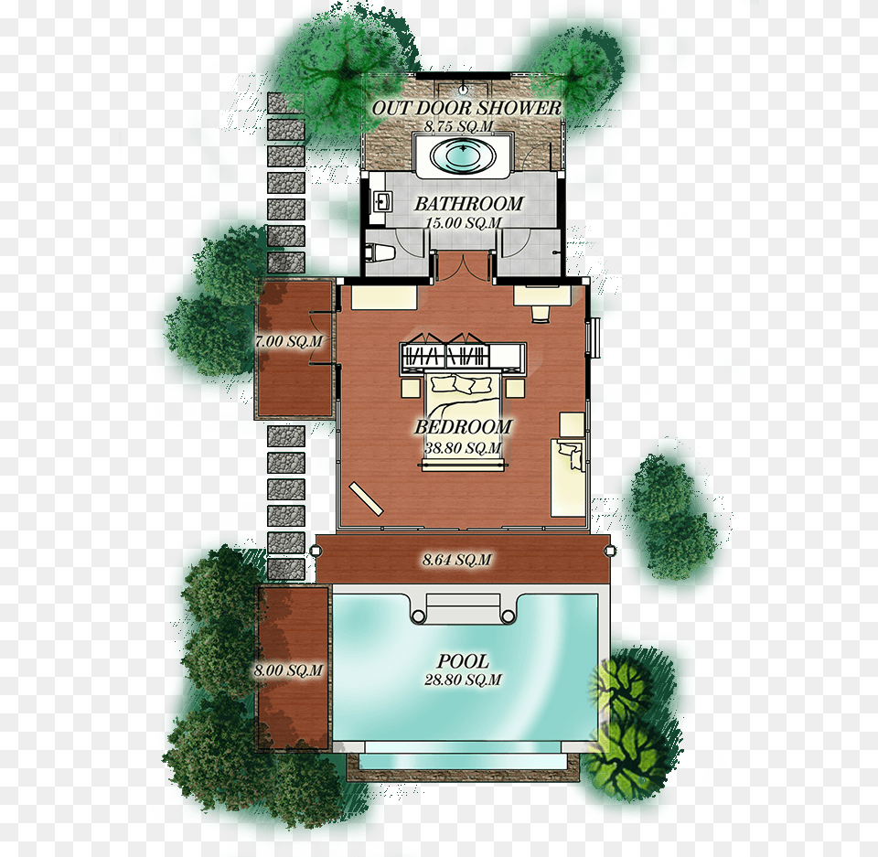 Deluxe Hillside Seaview Plan Nora Buri Pool Villa Hillside, Chart, Diagram, Plot, City Png Image