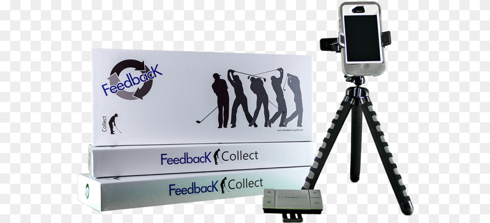 Demo Feedback Golf Swing Training Tech At 2014 Pga Feedback Collect Bundle Golf Training Aid, Tripod, Person, Electronics, Mobile Phone Free Png Download