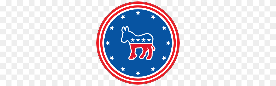Democratic Party Donkey Printed Circle Sticker, Emblem, Symbol Free Png Download