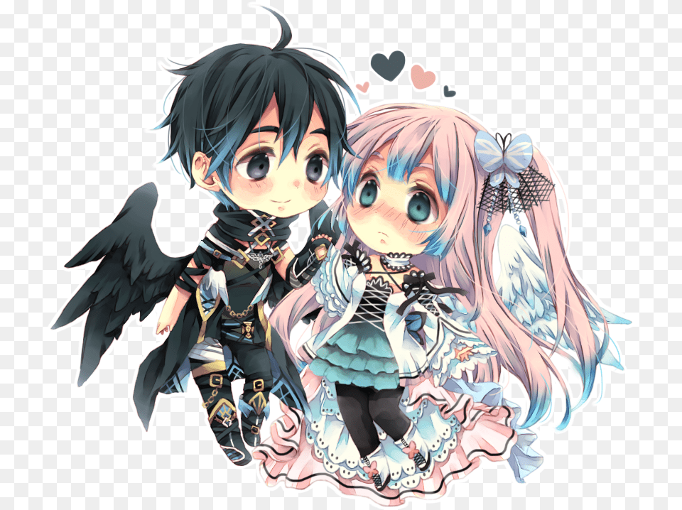 Demon And Angel Cute Chibi, Book, Comics, Publication, Baby Free Png