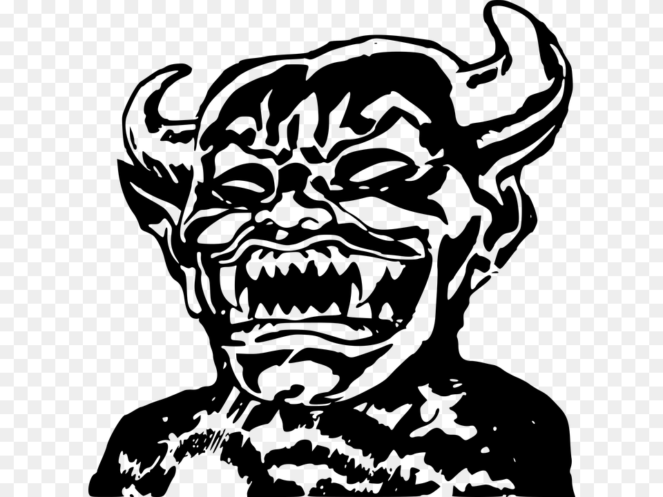 Demon Devil Evil Horns Horror Monster Devil Face Gray Free Transparent Png