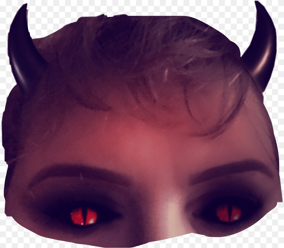 Demon Devil Eyes Red Horns Sticker By Kimmytasset Supernatural Creature, Adult, Female, Person, Woman Free Png
