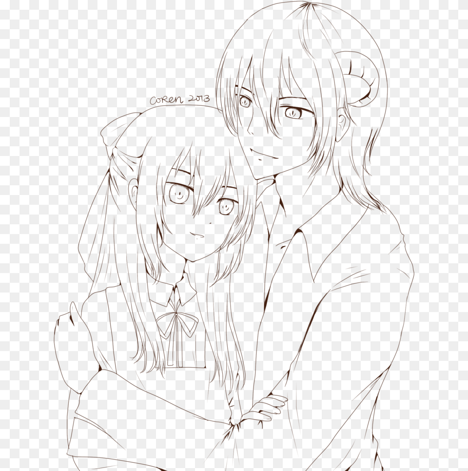 Demon Drawing Anime Line Art Anime Couple, Person, Head, Face, Book Png