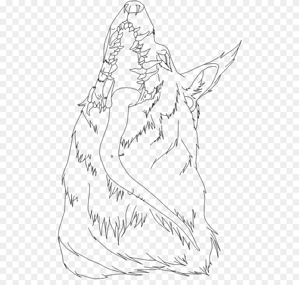 Demon Lineart Couple Wolf Line Art, Gray Free Png