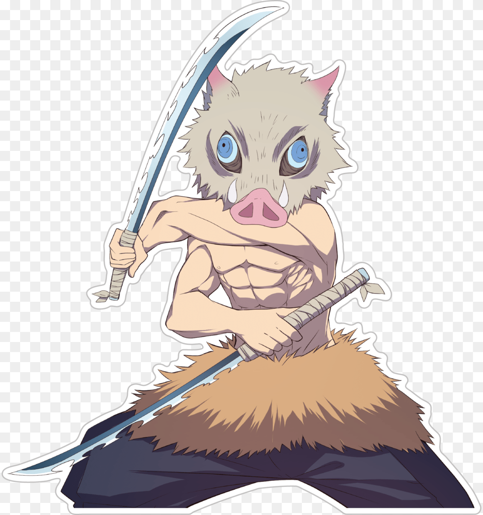 Demon Slayer Inosuke Hashibira, Sword, Weapon, Animal, Cat Png Image