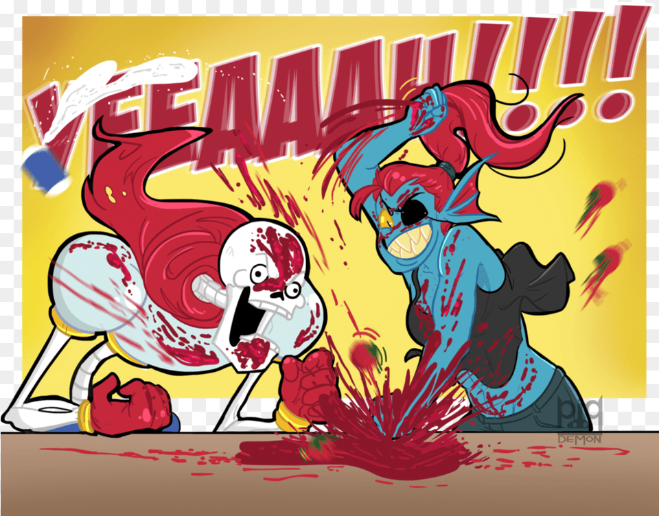 Demon Undertale Red Cartoon Art Poster Fictional Character Undyne And Papyrus Cooking, Book, Comics, Publication, Person Png