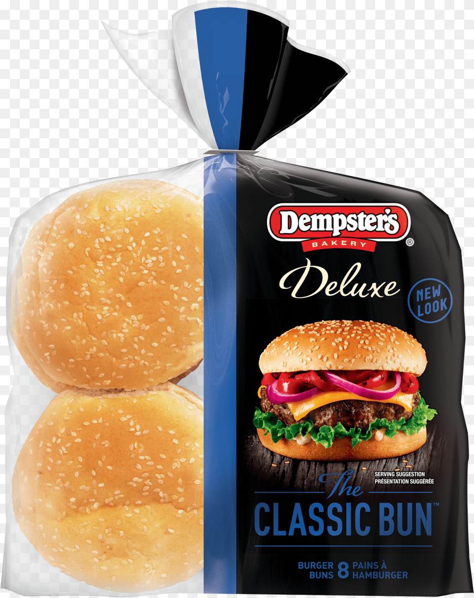 Dempster S Deluxe White Hamburger Buns Dempsters Hot Dog Buns, Burger, Food, Advertisement, Bread Png Image