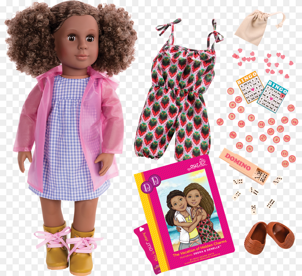 Denelle 18 Inch Deluxe Doll With Rain Gear And Storybook, Toy, Clothing, Coat, Person Free Png Download