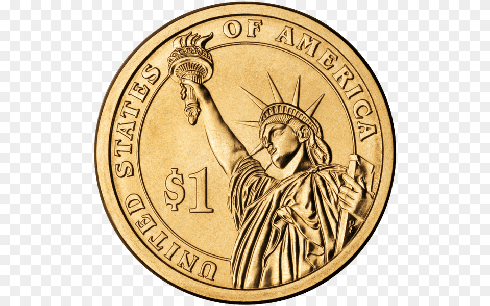 Dengi Zolotaya Moneta Zolotoj Dollar Ssha Statuya United States Of America, Adult, Gold, Male, Man Png