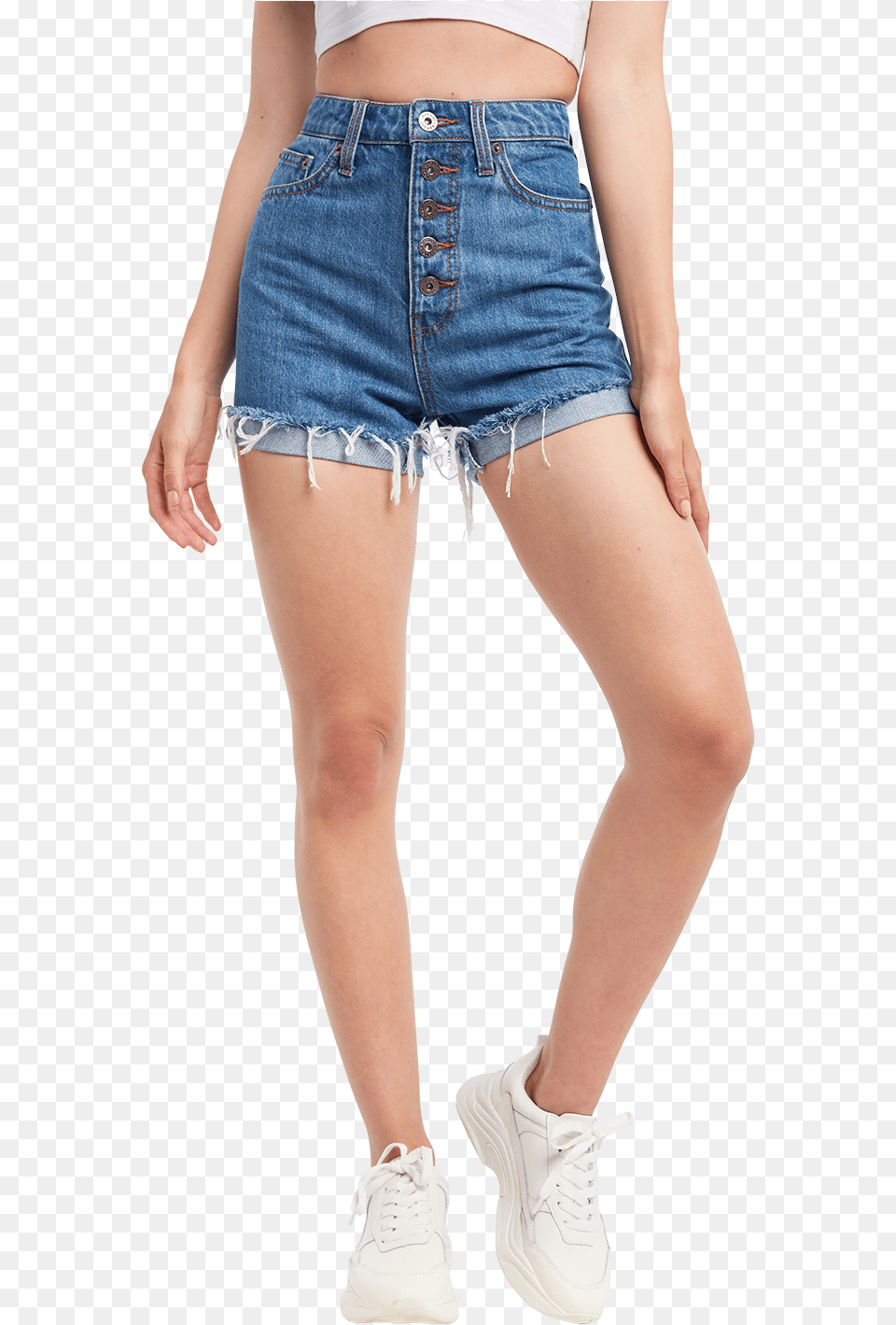 Denim Button Short In Colour Dusty Blue Pocket, Clothing, Shorts, Skirt, Person Free Png