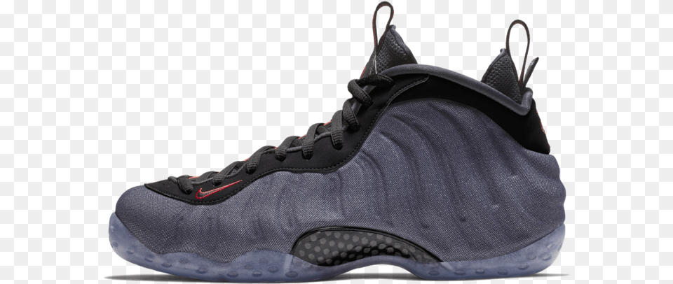 Denim Foamposite On Feet, Clothing, Footwear, Shoe, Sneaker Free Png Download