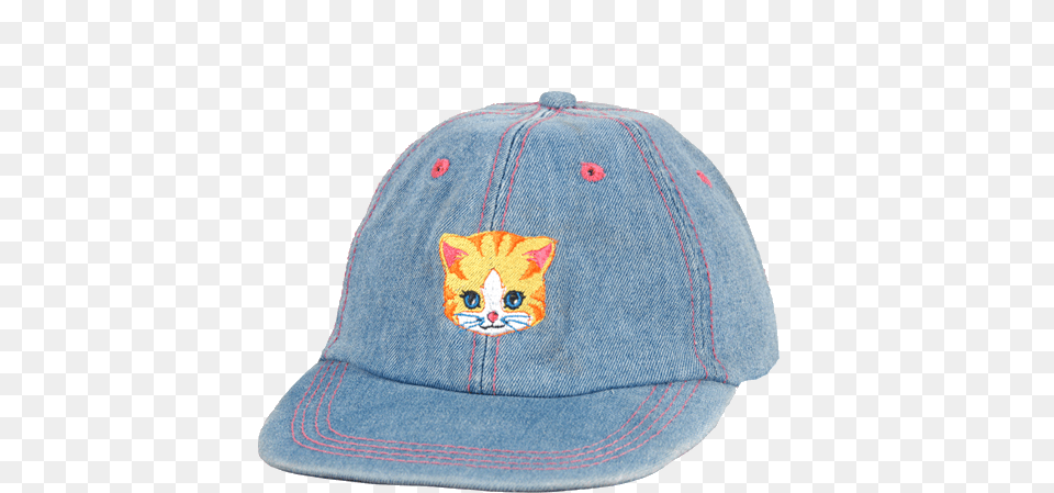 Denim Hat With Cat Graphic I Love Cats Lisa Frank Lisa Frank Merch Hat, Baseball Cap, Cap, Clothing, Animal Png Image