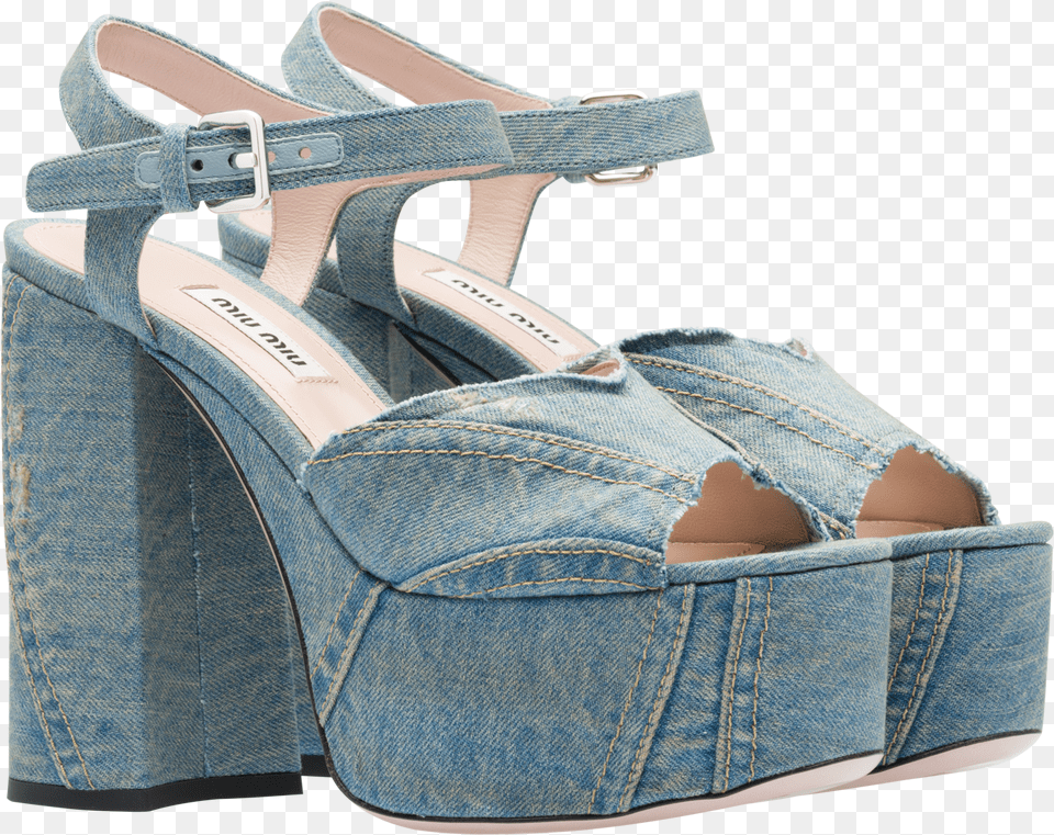 Denim Platform Sandals Sandal, Clothing, Footwear, High Heel, Shoe Png Image