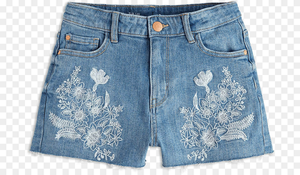 Denim Shorts With Embroidery Blue Shorts, Clothing, Pants, Skirt Png