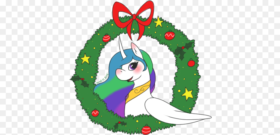 Denkis Blushing Christmas Wreath Princess Celestia Cartoon, Face, Head, Person Png