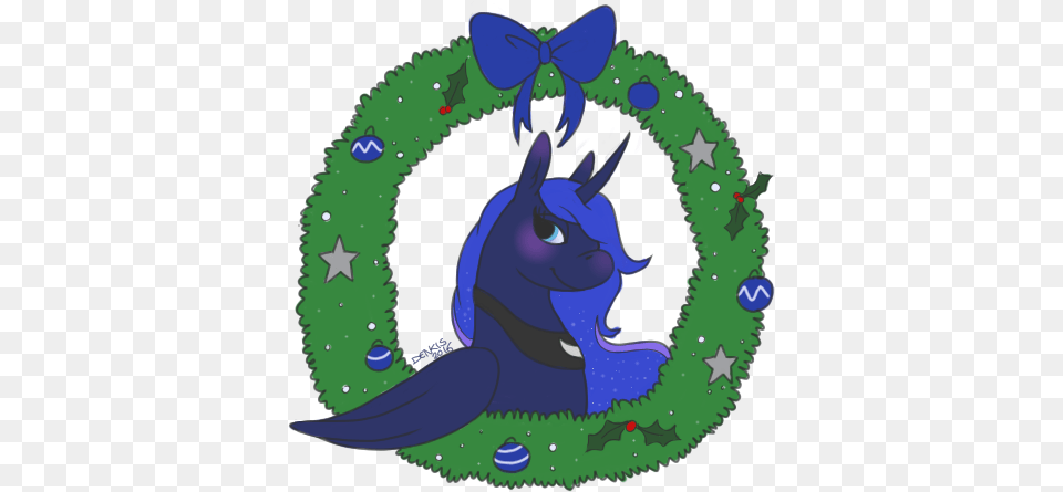Denkis Christmas Wreath Princess Luna Safe Simple Cartoon, Animal, Cat, Mammal, Pet Png