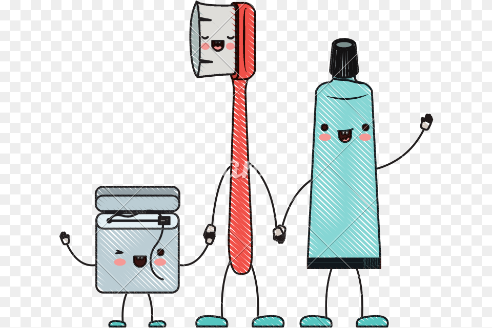 Dental Floss Toothbrush And Toothpaste Character Comic Toothbrush And Toothpaste, Accessories, Formal Wear, Tie Png Image