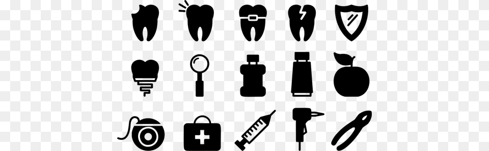 Dental Icons Silhouette, Gray Free Png