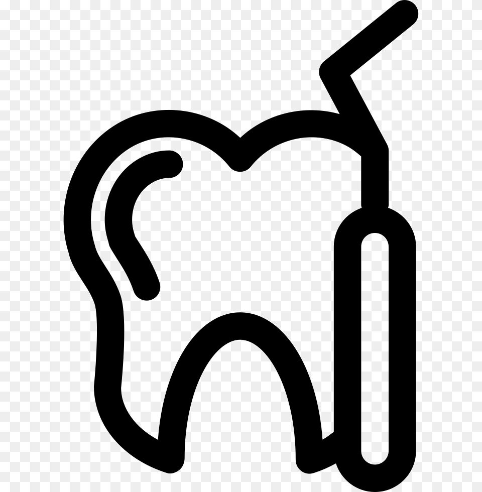 Dentist Tool And A Tooth Outline Dentist Icon, Stencil, Smoke Pipe Png Image
