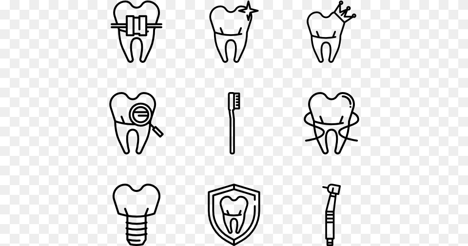 Dentist Tools And Teeth Christmas Icons Vector, Gray Png