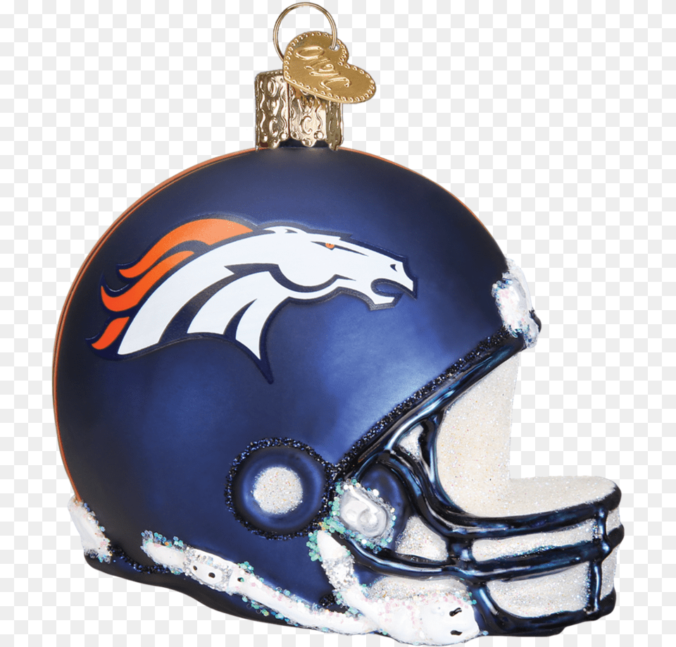 Denver Broncos Glass Helmet Ornament, Crash Helmet, American Football, Football, Person Png Image
