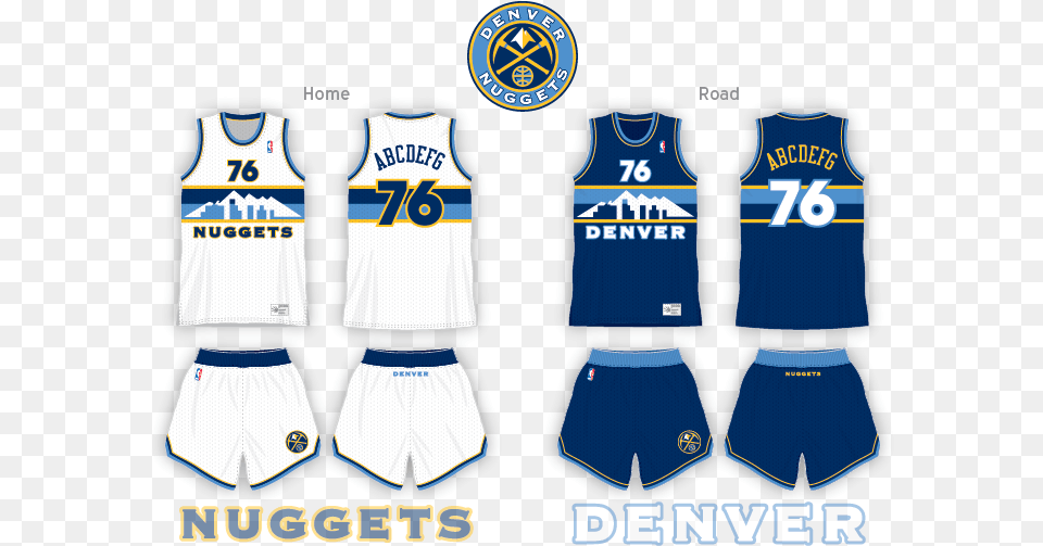 Denver Homeroad Denver Nuggets Concept Jersey, Clothing, Shirt, Shorts Png Image