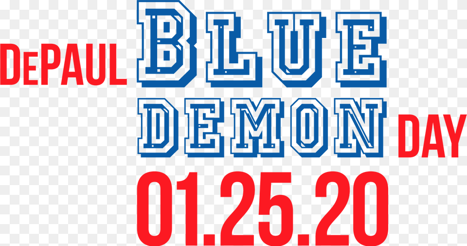 Depaul Blue Demon Day January 25 Graphic Design, Text, License Plate, Transportation, Vehicle Free Png