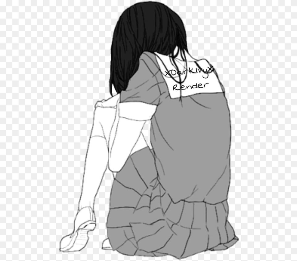 Depressed Anime Girl Drawing Broken Heart Girl, Woman, Publication, Person, Female Png Image