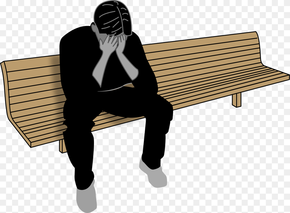 Depressed Man, Bench, Furniture, Adult, Male Free Png Download