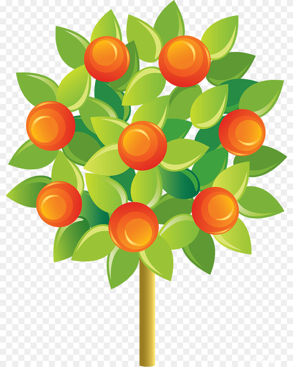 Derevya Na Prozrachnom Fone Rastrovij Klipart Tangerine Tree Cartoon, Art, Pattern, Graphics, Floral Design Free Png