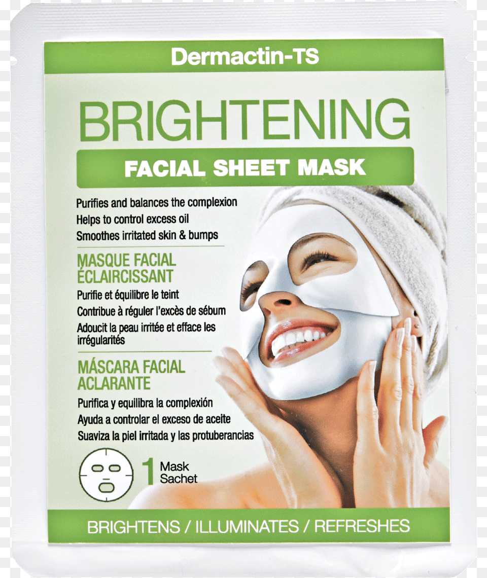 Dermactin Ts Facial Sheet Mask Brightening, Adult, Female, Person, Woman Free Png Download