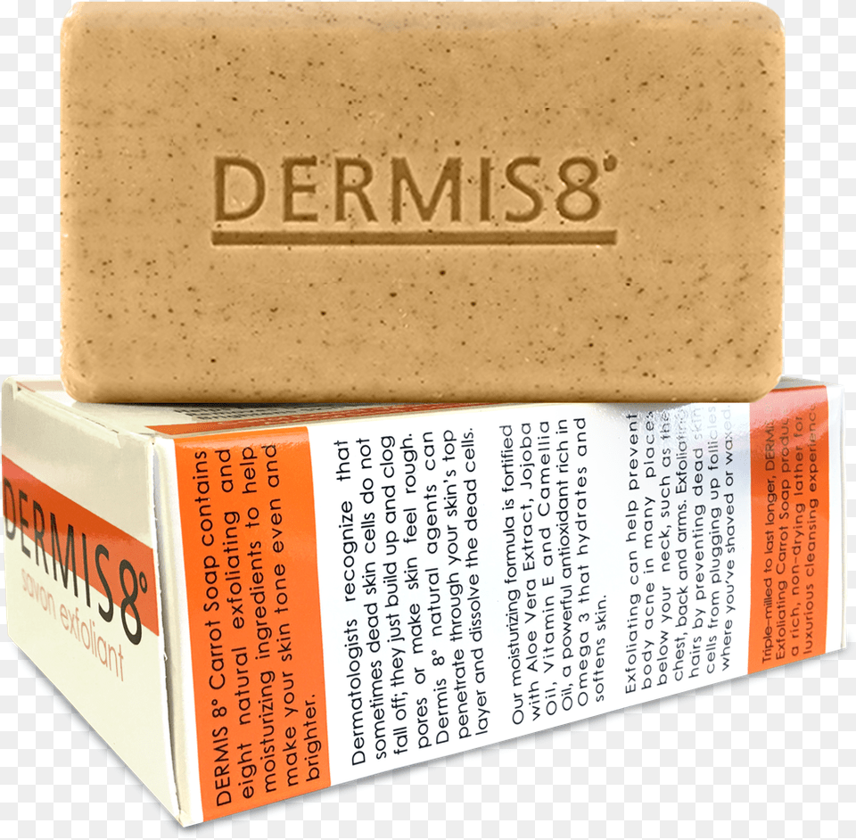 Dermis 8 Exfoliating Carrot Amp Vitamin E Bar Soap, Brick, Business Card, Paper, Text Png Image