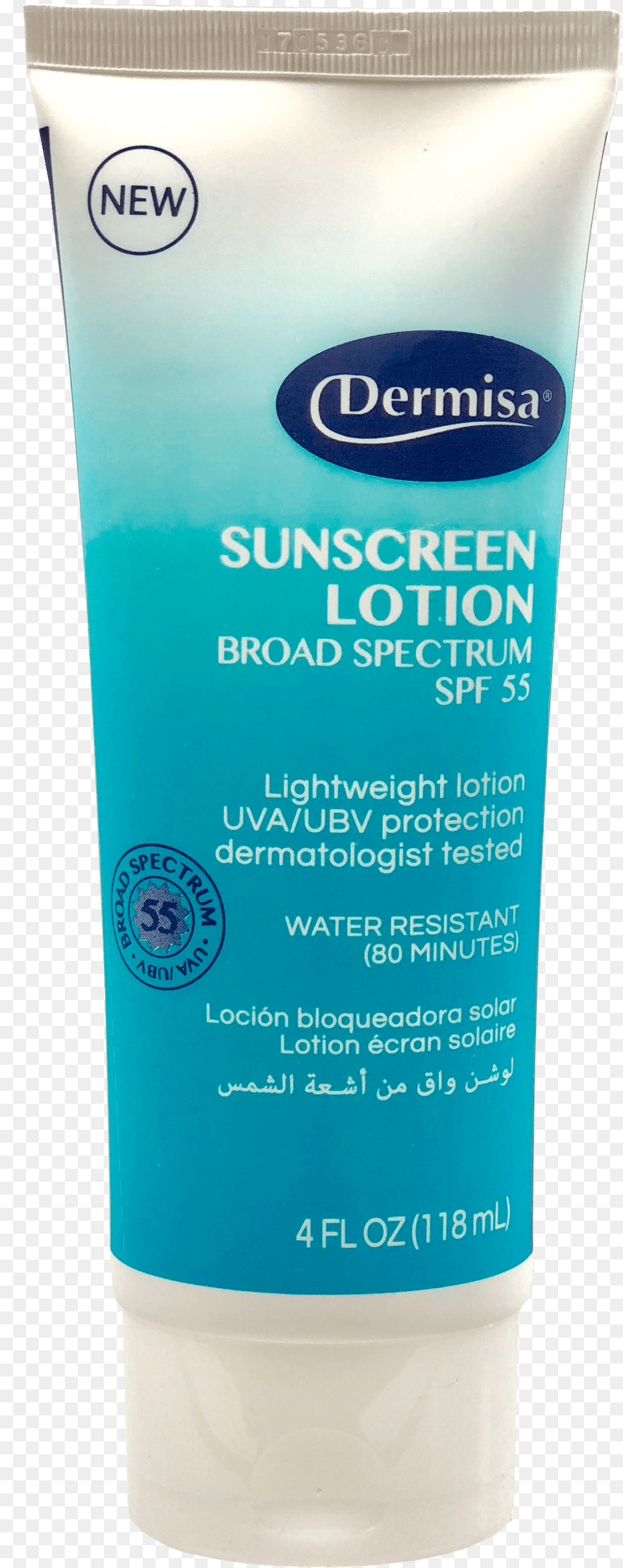 Dermisa Sunscreen Lotion Broad Spectrum Spf 55 4 Oz, Bottle, Cosmetics, Can, Tin Png
