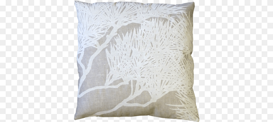 Dermond Peterson Pine Bough Pillow In White On Natural Cushion, Home Decor, Linen Free Transparent Png