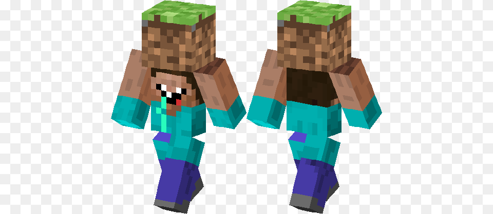 Derp Steve Holdin Dirt Block P Minecraft Skin Minecraft Hub, Person, Toy Free Png