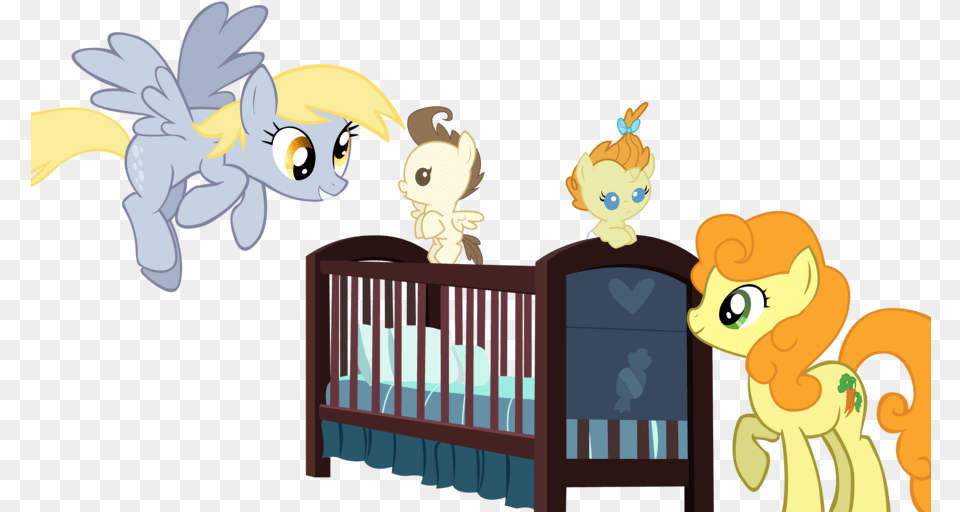 Derpy And Carrot Top Watch Over The Baby Cakes Mlp Carrot Top And Derpy, Crib, Furniture, Infant Bed, Person Png