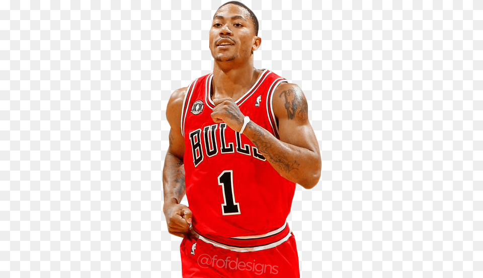 Derrick Rose Transparent Running Smiling By Freddieof Derrick Rose White Background, Clothing, Shirt, Person, Skin Free Png Download