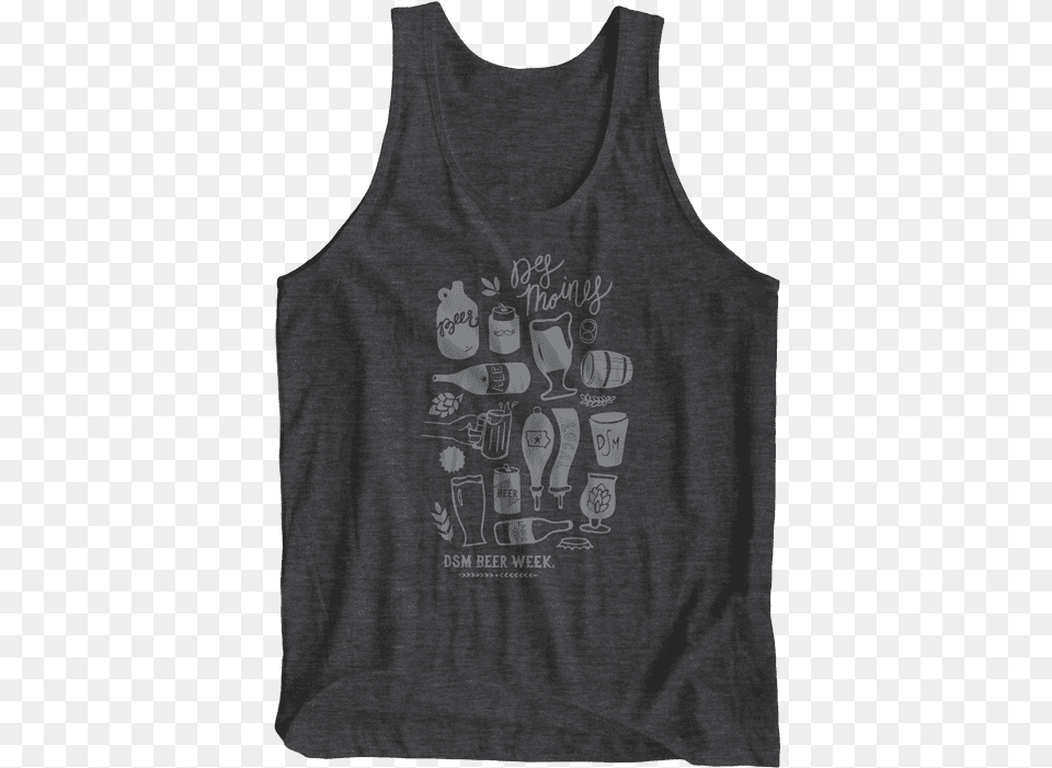 Des Moines Beer Week Dark Grey Tank Top Sleeveless, Clothing, Tank Top, T-shirt, Person Png