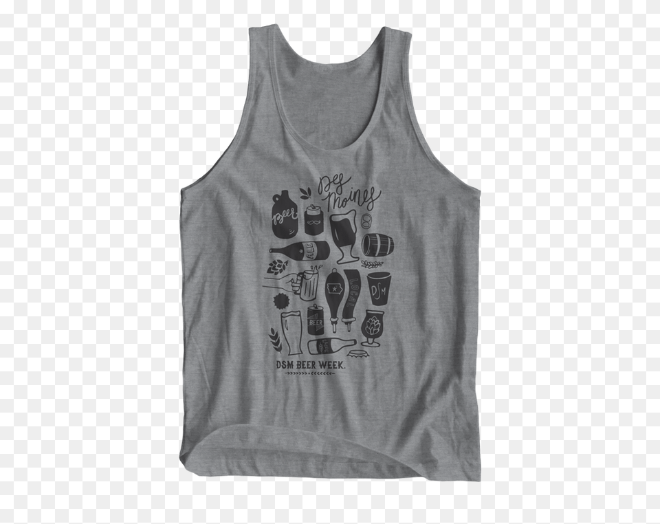 Des Moines Beer Week Grey Tank Top, Clothing, T-shirt, Tank Top, Blouse Free Transparent Png