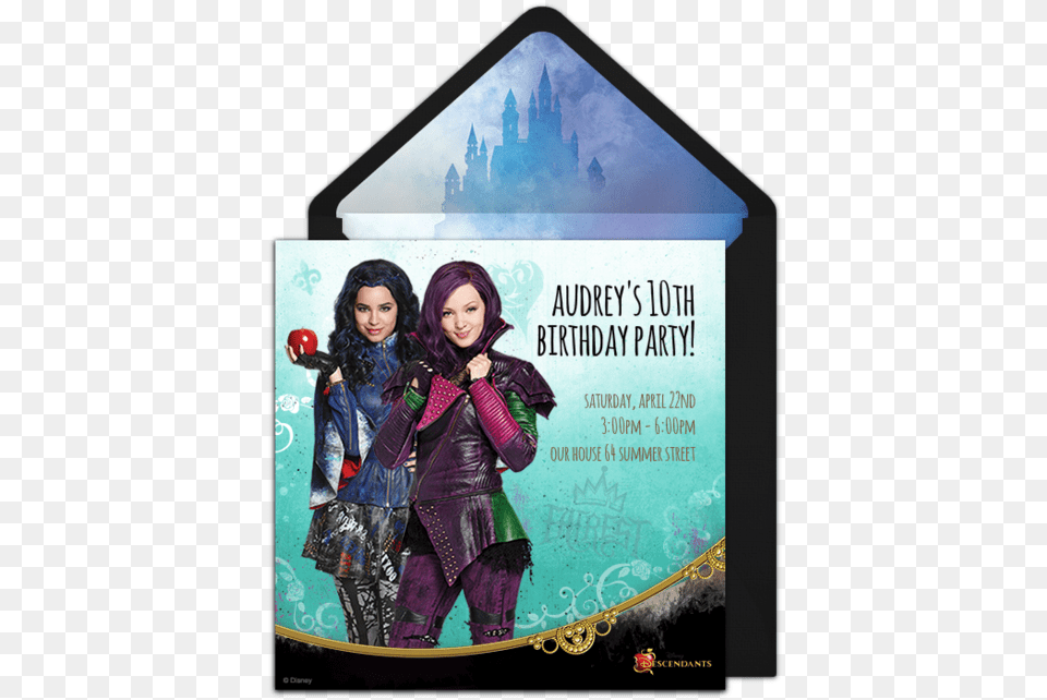 Descendants 3 Birthday Party Invitations, Adult, Clothing, Coat, Female Png