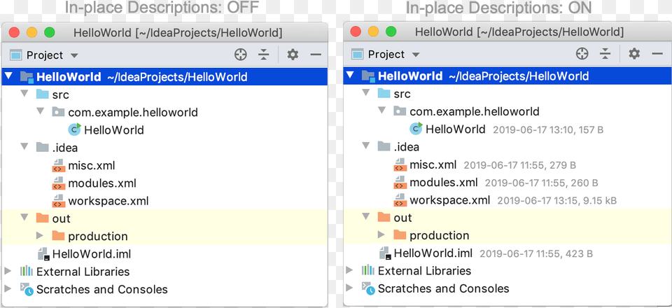 Descriptions In Tree Views Option On And Off Intellij Explorer View, File, Page, Text, Webpage Png