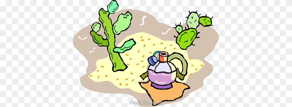 Desert Cactus And Canteen Royalty Vector Clip Art, Pottery, Cookware, Pot, Baby Free Transparent Png